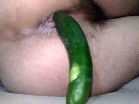 Sissy mazen .  cucumber insertion in my butt