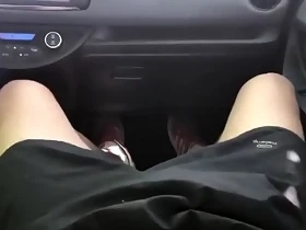 Boy sucking a big dick in a car