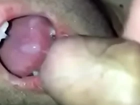 Shemale sperm in the gay mouth