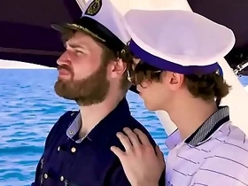 The Captain and his skipper fuck a young client on the boat