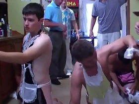Fraternity pledge cocksucking on his knees